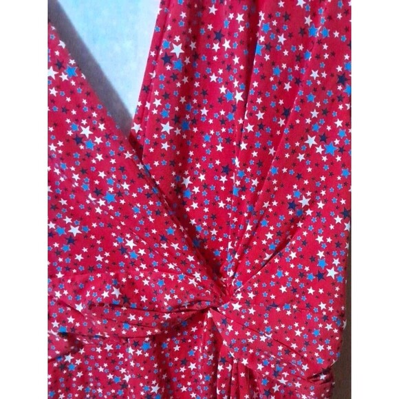Lands End  Cross-Over Dress Womens Xlg Size 18 Red-Blue White Stars Stretch - Picture 14 of 14